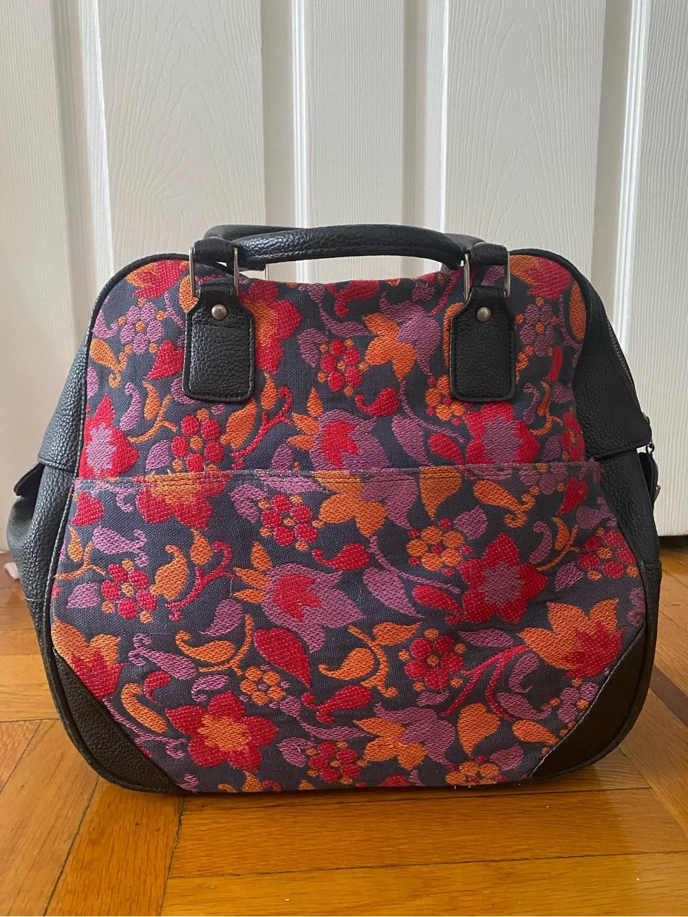 Vintage 70’s Floral Tapestry Travel Tote Bag Rare